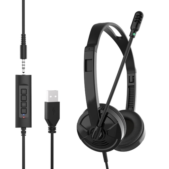 WINDLAND Comfortable Noise Reductions USB Headsets with Mics for Call Centers Teaching