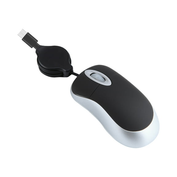 WINDLAND Corded Mouse USB C Retractable Cable Small Mouse 1000DPI Optical Basic Mouse Travel Mouse USB C Mouse Corded