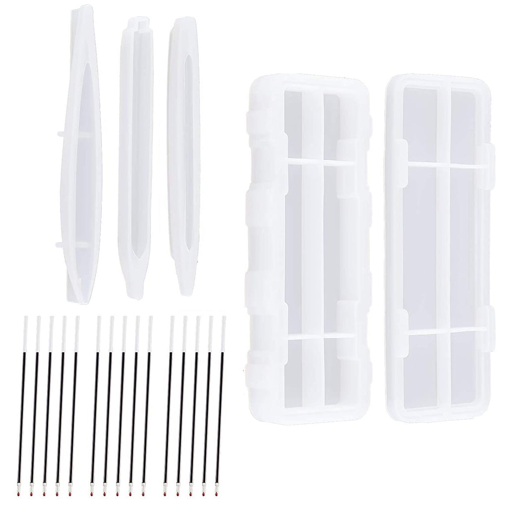 WINDLAND Pen Molds for Resin Casting, Cylinder Shape Silicone Epoxy Mold Black Ballpoint Refill for DIY Pen Crafts 3 Styles