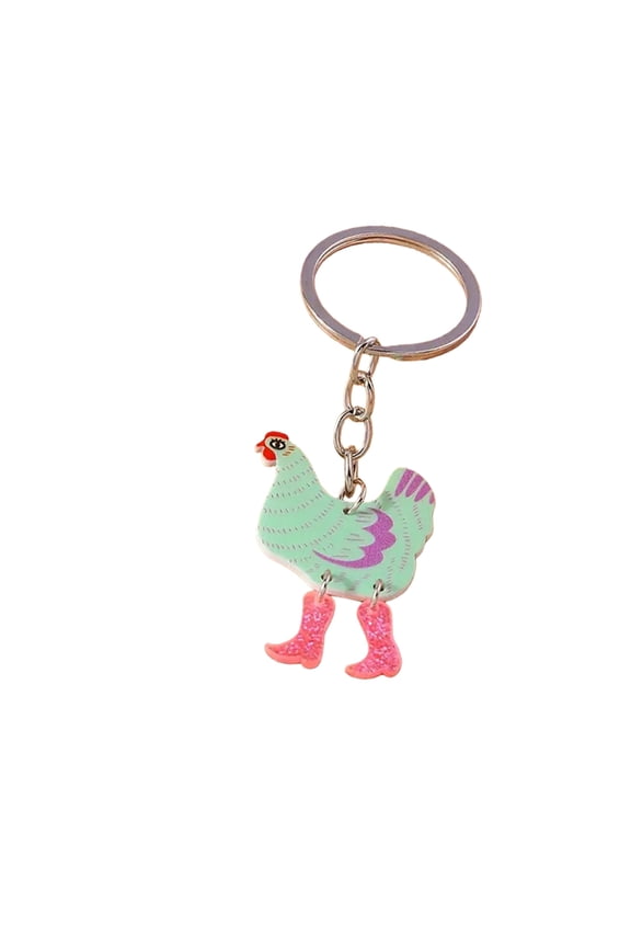 Creative Acrylic Chicken Shaped Keychain Rooster Keyring Pendant For Gifting