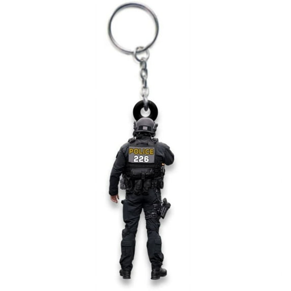WINDLAND Creative-Police-KeyChain Ornament Acrylic Graphic New Gift For Men Backpacks Pendant KeyRing Fashion Funny Key Chains