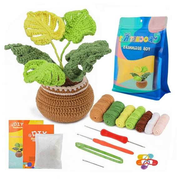WINDLAND Crochet Pot Plant Kits for Beginner with Yarn, Crochet Hooks, Instruction