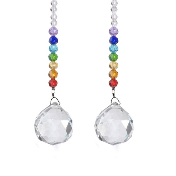 WINDLAND Crystal Prism Ball Chakra Colors Rondelle Beads Strand Design Rainbow Suncatcher