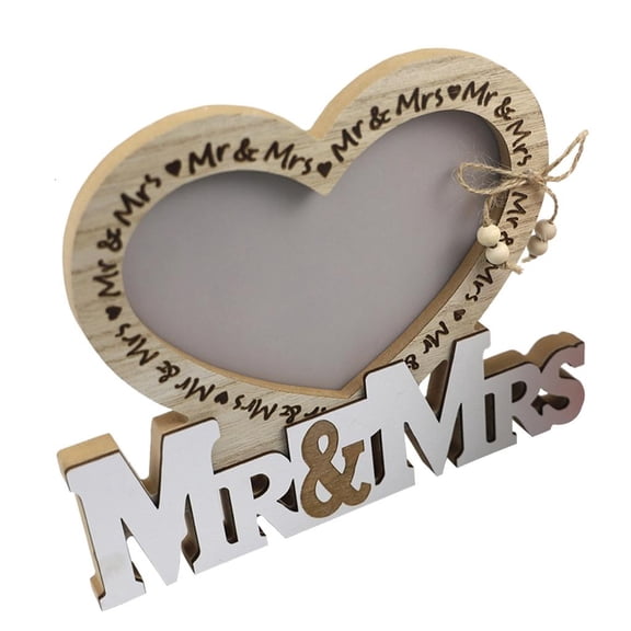 WINDLAND Customizable Tabletop Love Heart Wedding Wood Photo Frame for Bride Decors