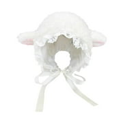 WINDLAND Cute Lolita Beanie Hat Easter Christmas Little Lamb Ears Hat Costume Party Cosplay Lamb Hats with Ruffles