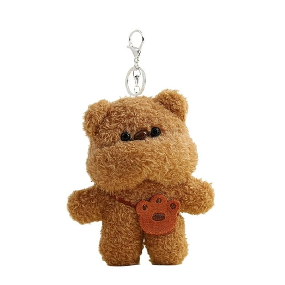 WINDLAND Cute Plush Bear Charm Keychains Women Car Keyring Ornament Key Holder Decoration