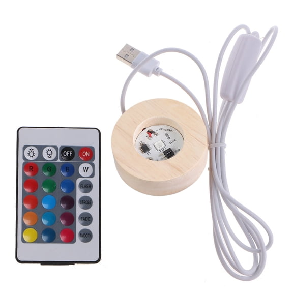 WINDLAND 12-Color RGB Adjustable LED Base Vase Light Resin Display Wood Light Base Stand