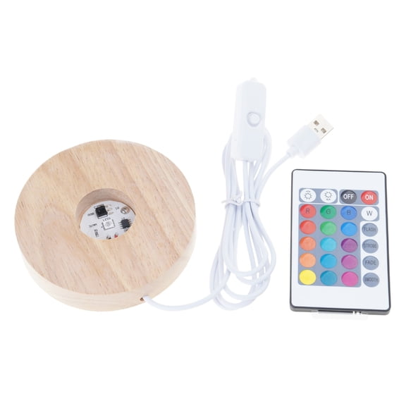 WINDLAND 12-Color RGB Adjustable LED Base Vase Light Resin Display Wood Light Base Stand
