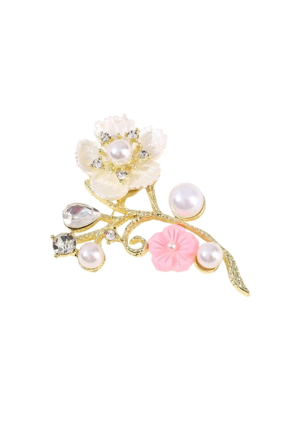 Dazzling Zirconia Flower Design Brooch Pin for Formal Attire and Special Event