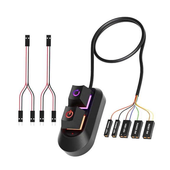 WINDLAND Desktop Computer External Restart Power Button Kit Includes Splitter Connection Cable And Quick Install