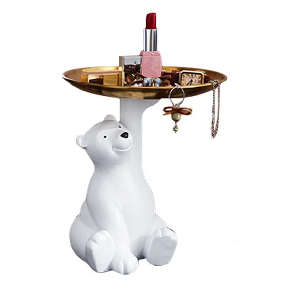 WINDLAND Desktop Storage Tray Polar Bear Figurine Plate for Home Living Room Table Snack Fruit Cosmetic for Key Organizer Dish
