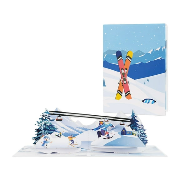WINDLAND Detailed 3D Ski Slope Paper Carving Greeting Card Handcrafted Seasonal Home Display Piece