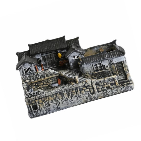 WINDLAND Detailed Miniature Chinese Village House Resin Craft Ornament For Home Styling
