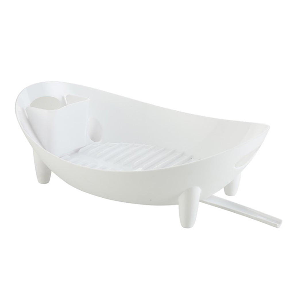 WINDLAND Dish Drying Rack Oval Shaped Drainer with Utensil Holder Plate Bowl Cutlery Storage Vegetable Basket Kitchen Organizer