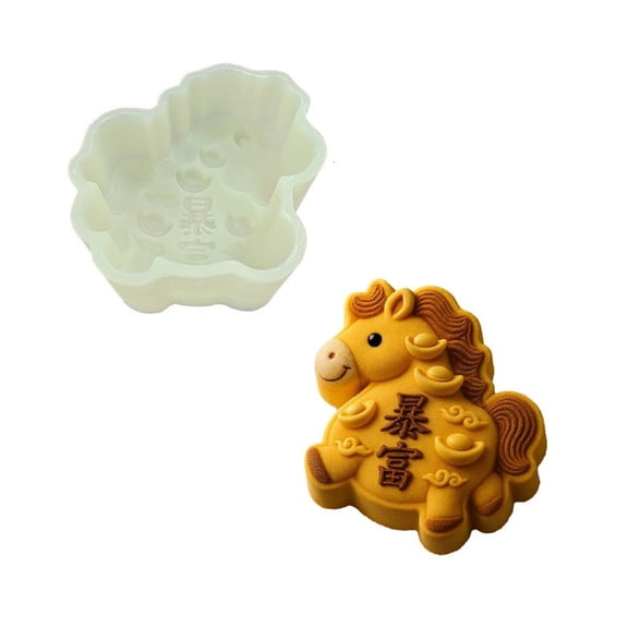 WINDLAND Dishwasher Safe Silicone Cake Mold with Horse Shape for Chinese Zodiacs Year Party Decorations and Family Baking Activity