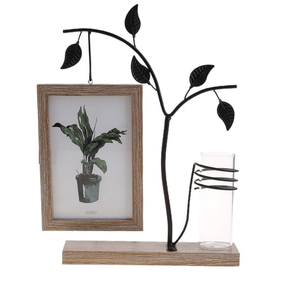 WINDLAND Double Sides Display Family Picture Frame with Glass Terrarium Vase Flower Plant
