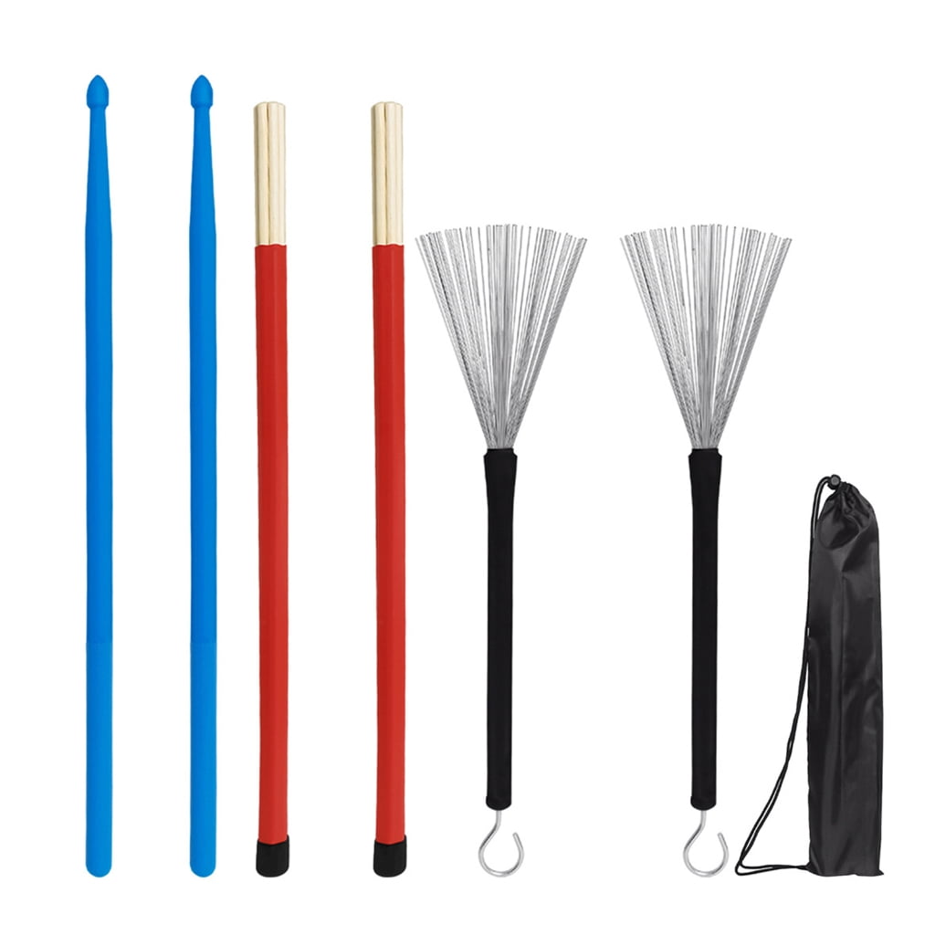 WINDLAND Drum Wire Brush Drum Brush+Nylon Drum Stick+Bundle Stick+Storage Bag Percussion Accessories Drum Stick Set for Drum Brushes Stick Set 1 Pair Drum Brushes Nylon Drumstick Drum Sets Brush