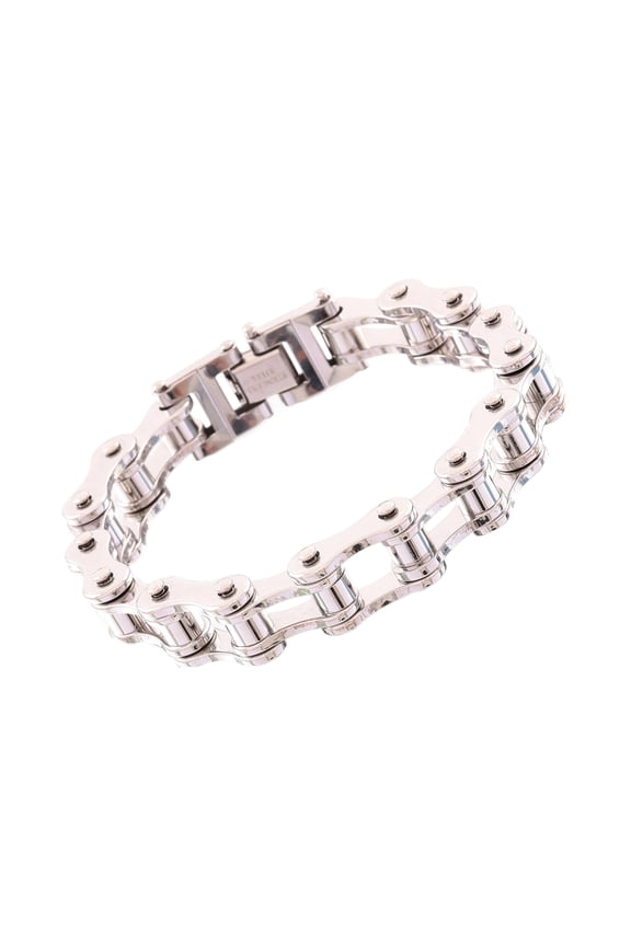 Edgy Motorcycle Chain Inspired Wrist Bangle Stainless Steel Bracelet Adjustable Closure Design For Active Men