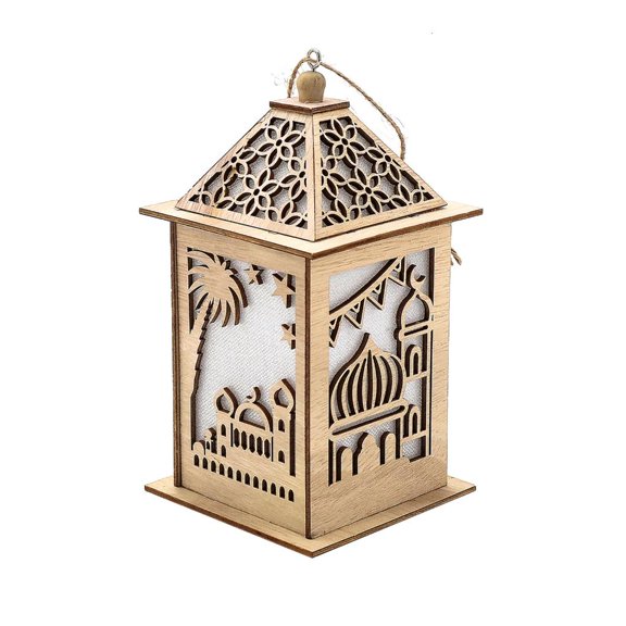 WINDLAND Eid Wood Wind Light Lantern Decorative Night Lamp Ornament Party Decor Supplies