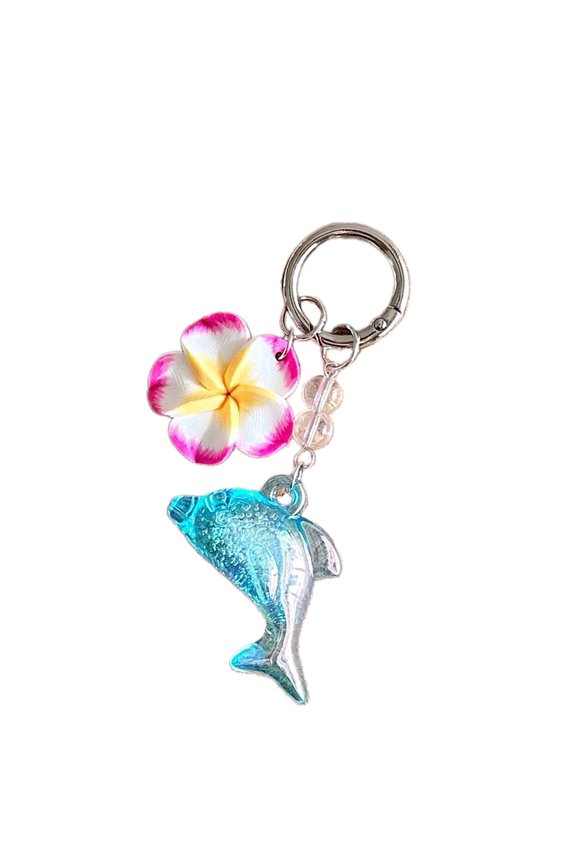 Elegant Flower Dolphin Key Ring Lightweight Unisex Design Item Decoration Charm
