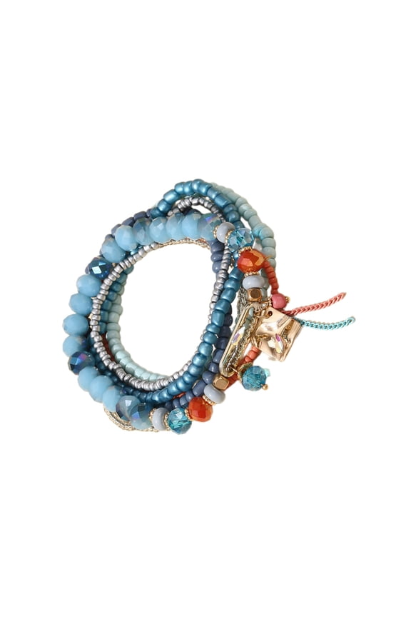 Elegant Glass Bohemian Bracelet Multi Layer Beaded Stretch Cuff Gift for Women