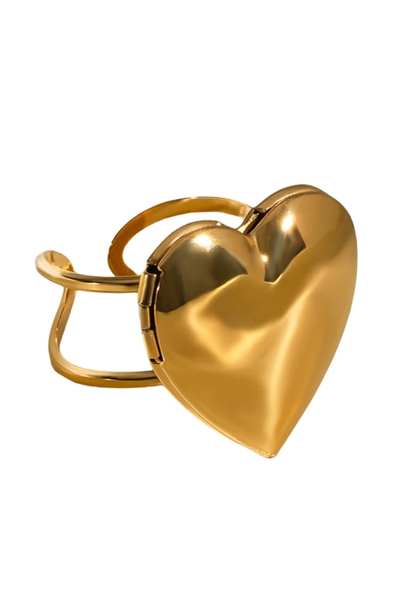 Elegant Heart Photo Locket Rings Unique Adjustable Designs Photo Frame Rings