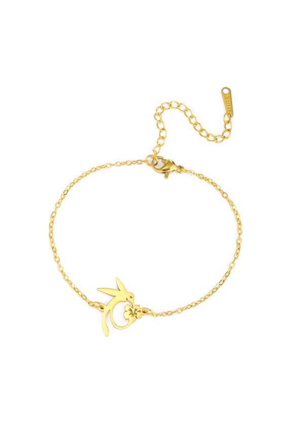 Elegant Hummingbird Flower Charm Bracelet Adjustable Handchain Bohemian Jewelry