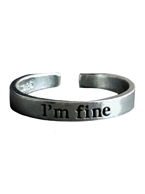 Elegant Inspirational Alloy Open Ring Adjustable Hope and Strength Ring Engraved Alloy Jewelry Youth Fashion Accessory