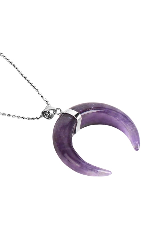 Elegant Natural Stone Crescents Moon Pendant Necklace with Healing Crystals Unique Neck Chain for Men and Women