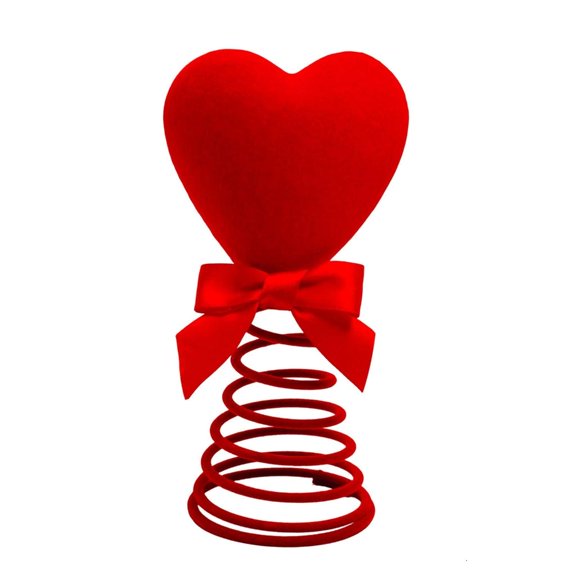 WINDLAND Elegant Red Heart Tree Toppers For Holiday Cotton Metal Spring Holiday Ornament