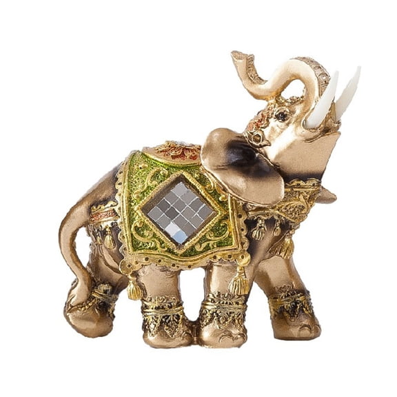 WINDLAND Elephant Sculpture Golden Elegant Figurine In 3 Size Feng Shui For Home Office