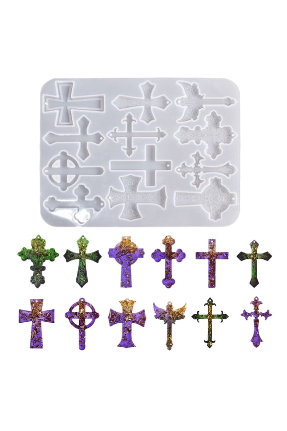Various Styles Cross Keychain Mold Silicone Pendant Mold Earring Ornament Epoxy Resin Casting Jewelry Making Diy Crafts