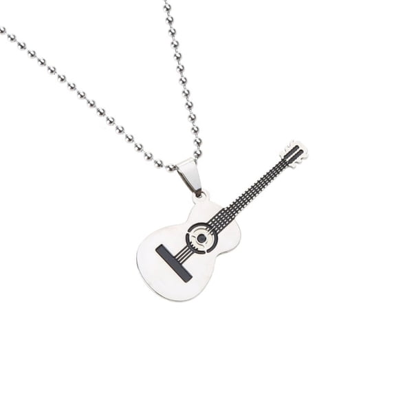WINDLAND European and American Style for Creative Personality Music Guitar Pendant Men and Women Stainless Steel Necklace Jewelry
