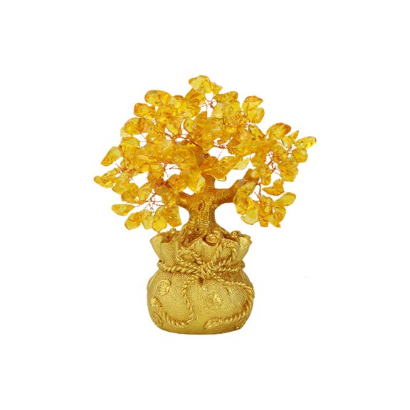 WINDLAND Exquisite Lucky-Tree Decoration Yellow Crystal Money Tree Fortune Tree Ornament