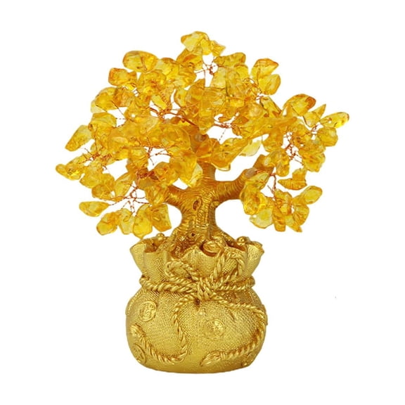 WINDLAND Exquisite Lucky-Tree Decoration Yellow Crystal Money Tree Fortune Tree Ornament
