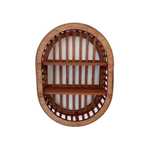 WINDLAND Farmhouse Wood Storage Rack Desktop Wood Stand Shelf Wall Hanging Brackets Bookshelf Desktop Round Heart Wall Shelf