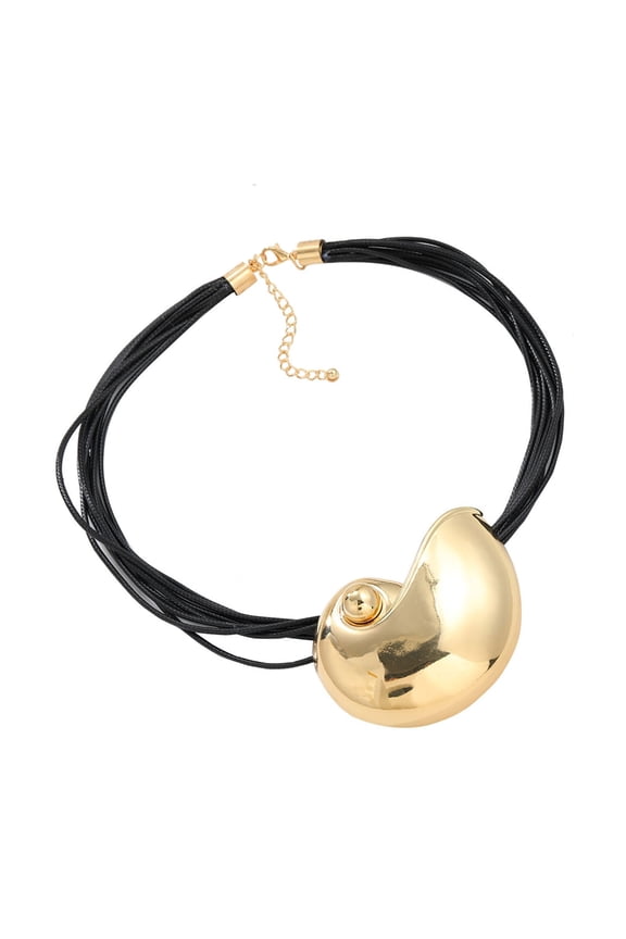 Fashion Forward Metal Conch Necklace for Women PU Rope Chain Neckchain