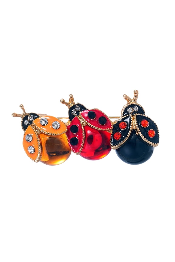 Fashionable Cartoon Ladybugs Brooch Dainty Fashion Crystal Ladybirds Lapel Pin Gift For Friend Family