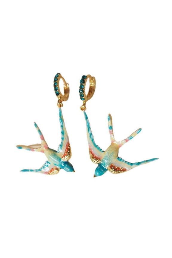 Enamel Colorful Swallow Earrings Enamel Swallow Earrings With Bright Colors Suitable For Modern Fashionistas
