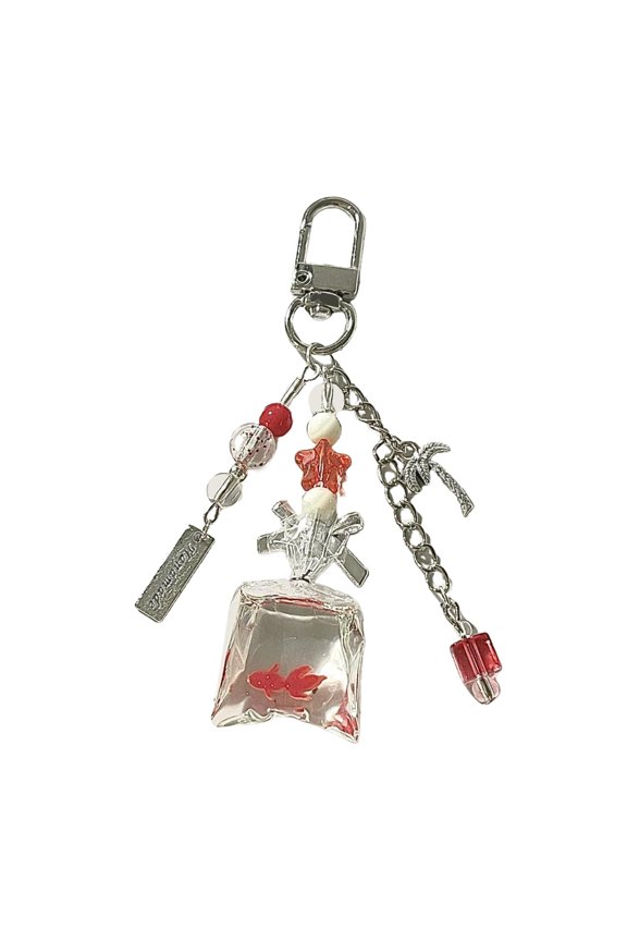 Colorful Handmade Bead Keyring Lovely Cartoon Fish Pendant Portable Fashion Accessory for Trendy Women Girls Daily Use