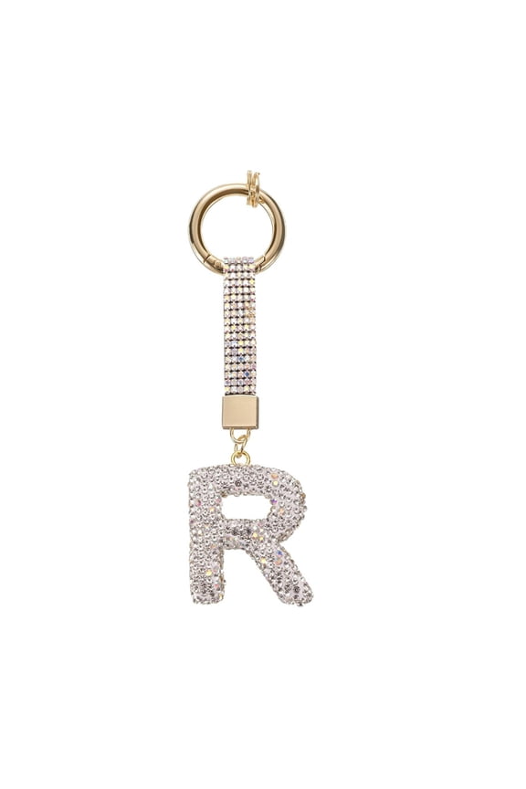 Fashionable Letter Keyring Handcrafted Clay Design Crystal Embellished Jewelry