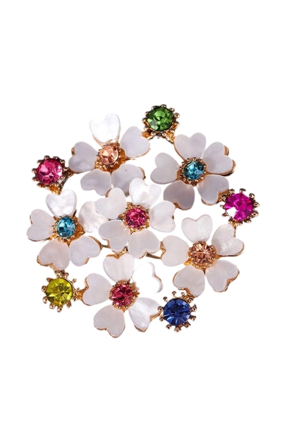 Fashionable Shell Inspired Brooch Floral Rhinestones Pin Alloy Women Accessory