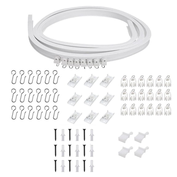 WINDLAND Flexible Ceiling Curtain Track Set 3Meter White Window Rails with Rollers and Metal Hook for Room Dividers and Drapes