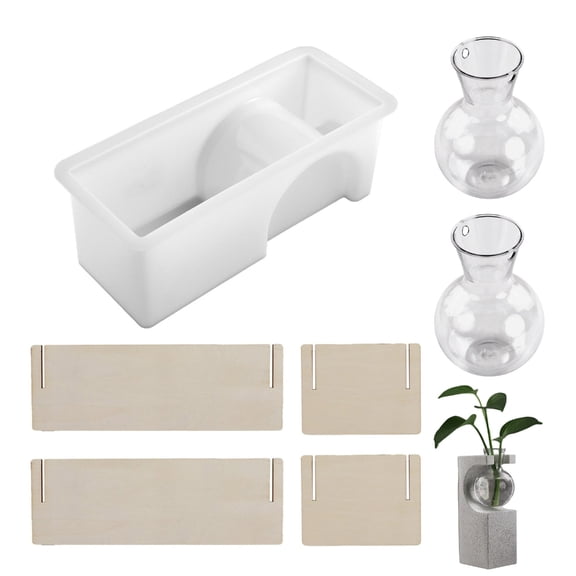 WINDLAND Flexible Silicone Mold For Handmade Resin Crafts Test Tube Planter Display Rack Rectangular Vase Organiser Mould