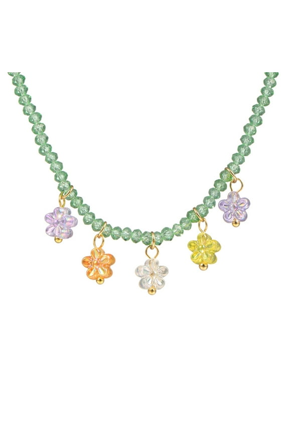 Y2K Resin Flower Bead Pendant Necklace for Women Fashion Egirl Punk Grunge Clavicle Chain Fashion Valentines Day Gifts