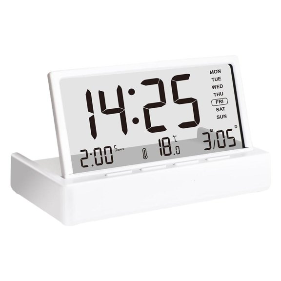WINDLAND Foldable Bedsides Transparent LCD Alarm Clock Digital Display Temperature Date