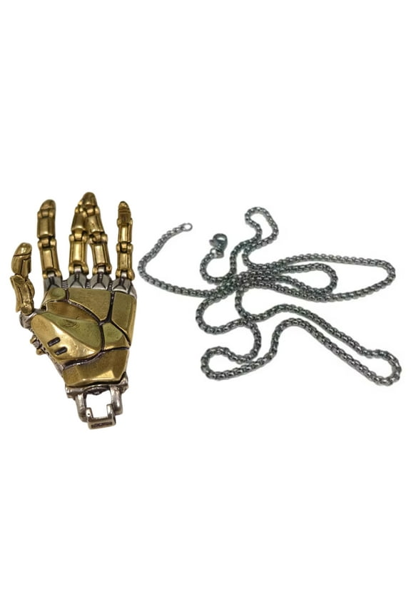 Futuristic Bionic Arm Copper Necklace Handcrafted Jewelry Gift for Men Women