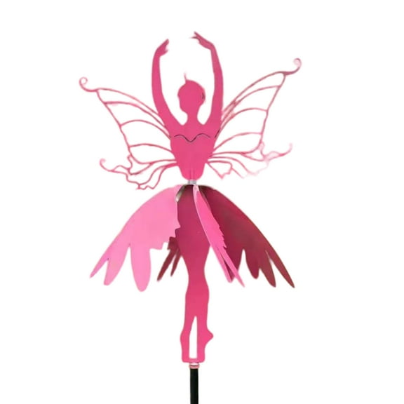WINDLAND Garden Spinners Flower Fairy Dancing Wind Spinners Amidst Yard Stake Fairy Ballerinas Metal Ornament for Outdoor Supplies