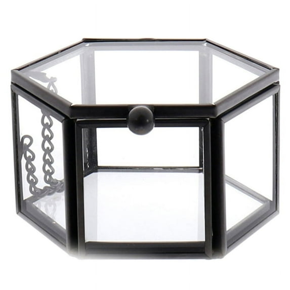 WINDLAND Glass Jewelry Box Clear Jewelry Box Clear Container Hexagon Storage Glass Vintage Jewelry Box Vintage Storage Box