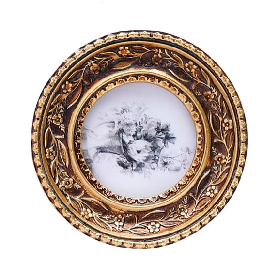 WINDLAND Golden Florals Embossed Round Picture Frame Perfect For Living Room Bedroom Decors